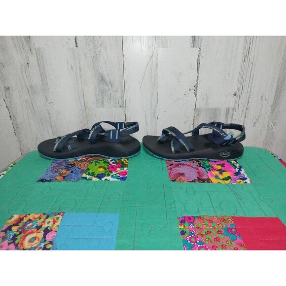 CHACO WOMENS Z/CLOUD ADJUSTABLE STRAP SANDAL IN BLUE/BLACK/GREEN COLORS SIZE 8 - Picture 6 of 9
